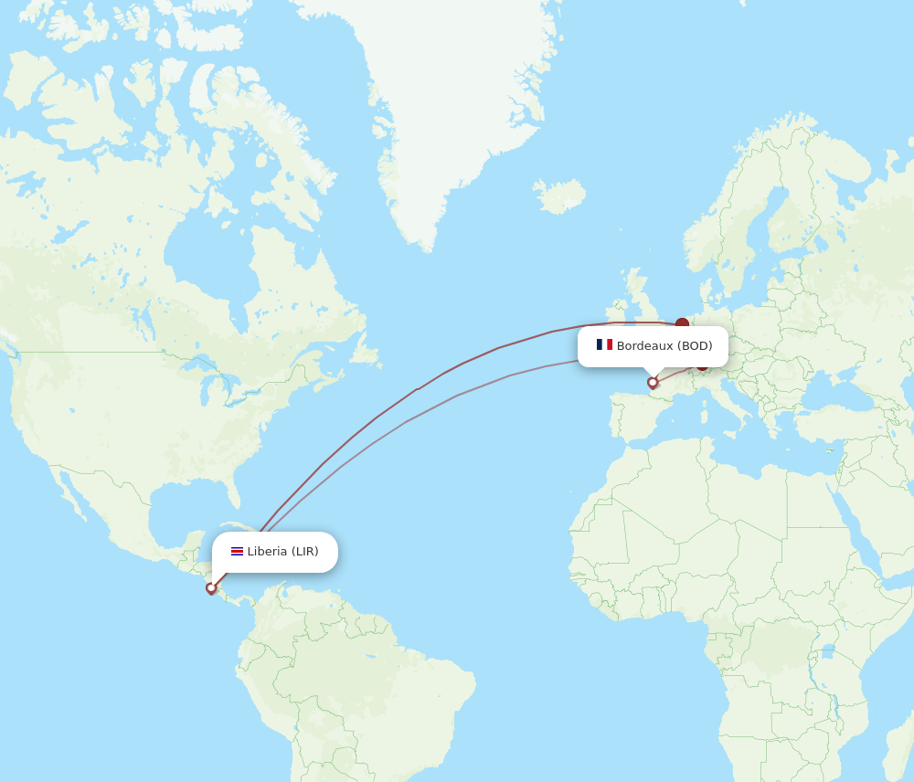 LIR-BOD flight routes