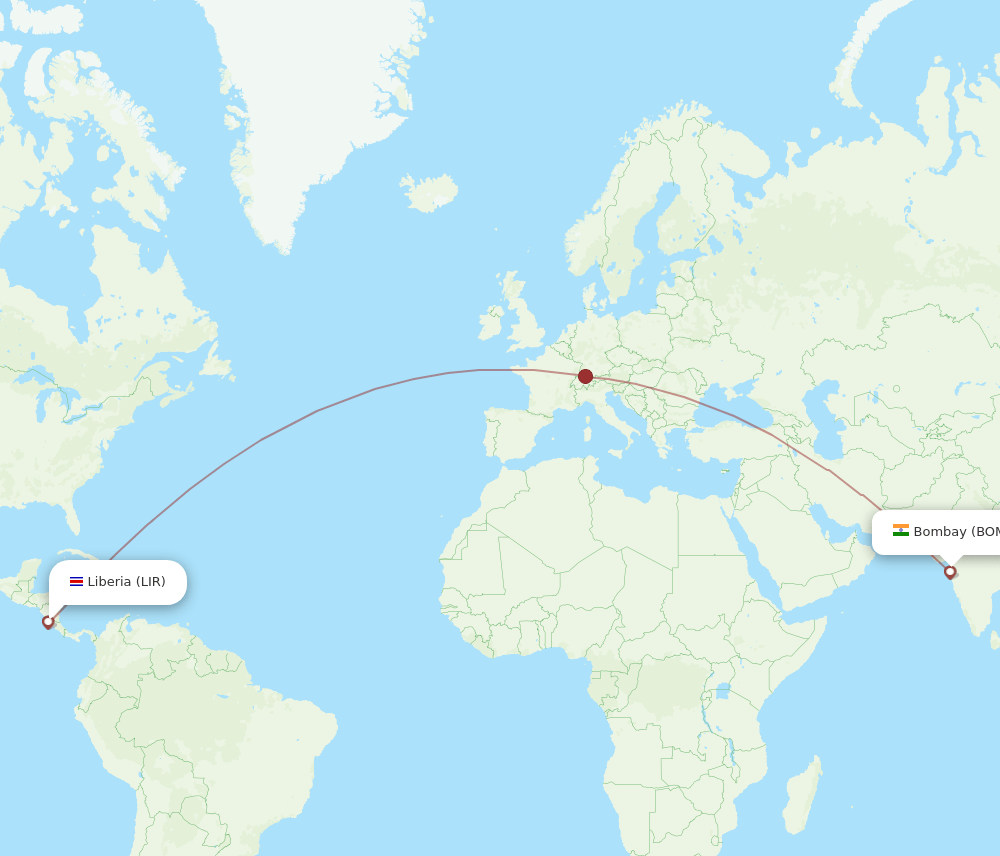LIR-BOM flight routes