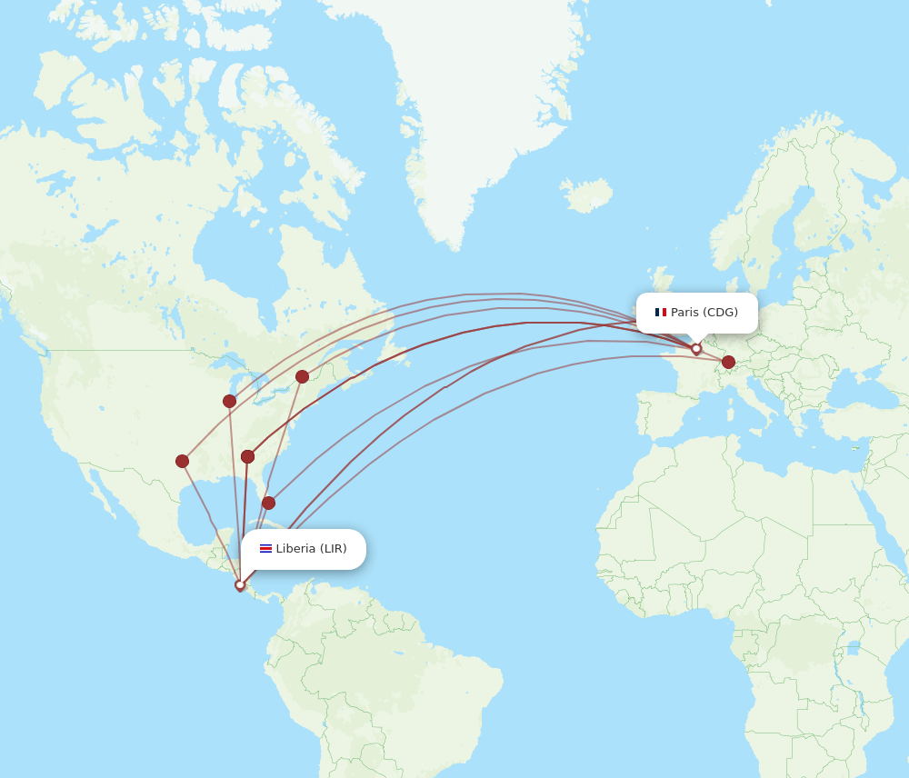 LIR-CDG flight routes
