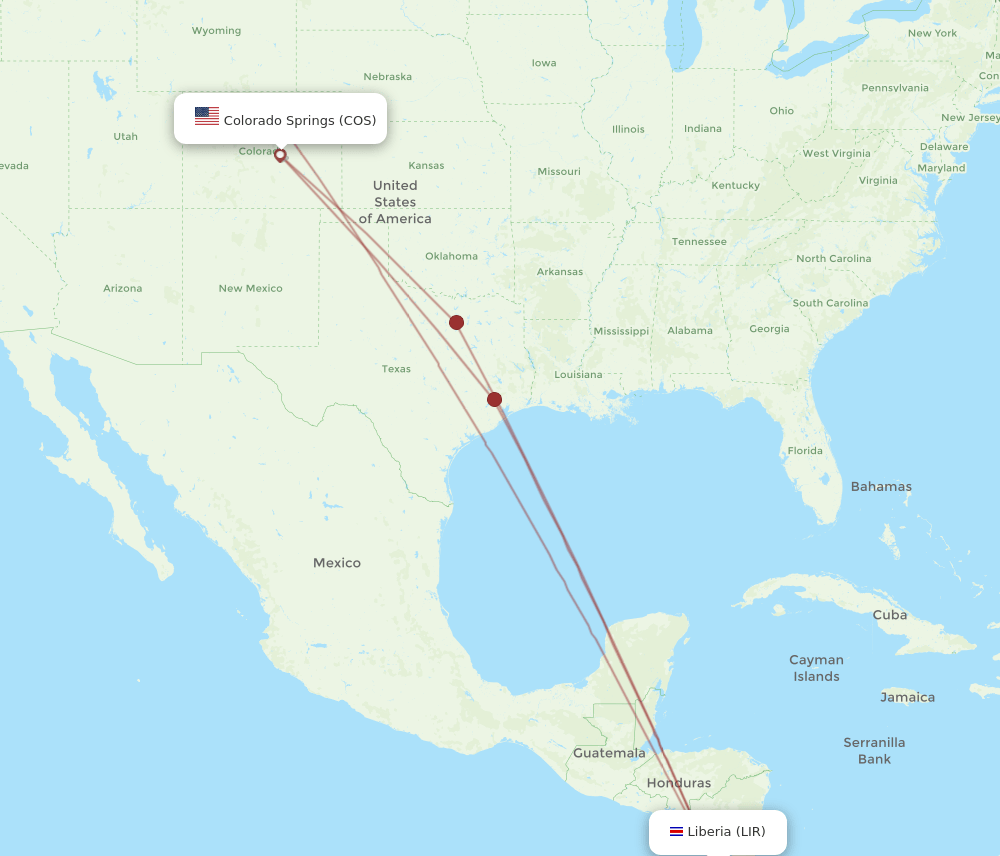 LIR-COS flight routes