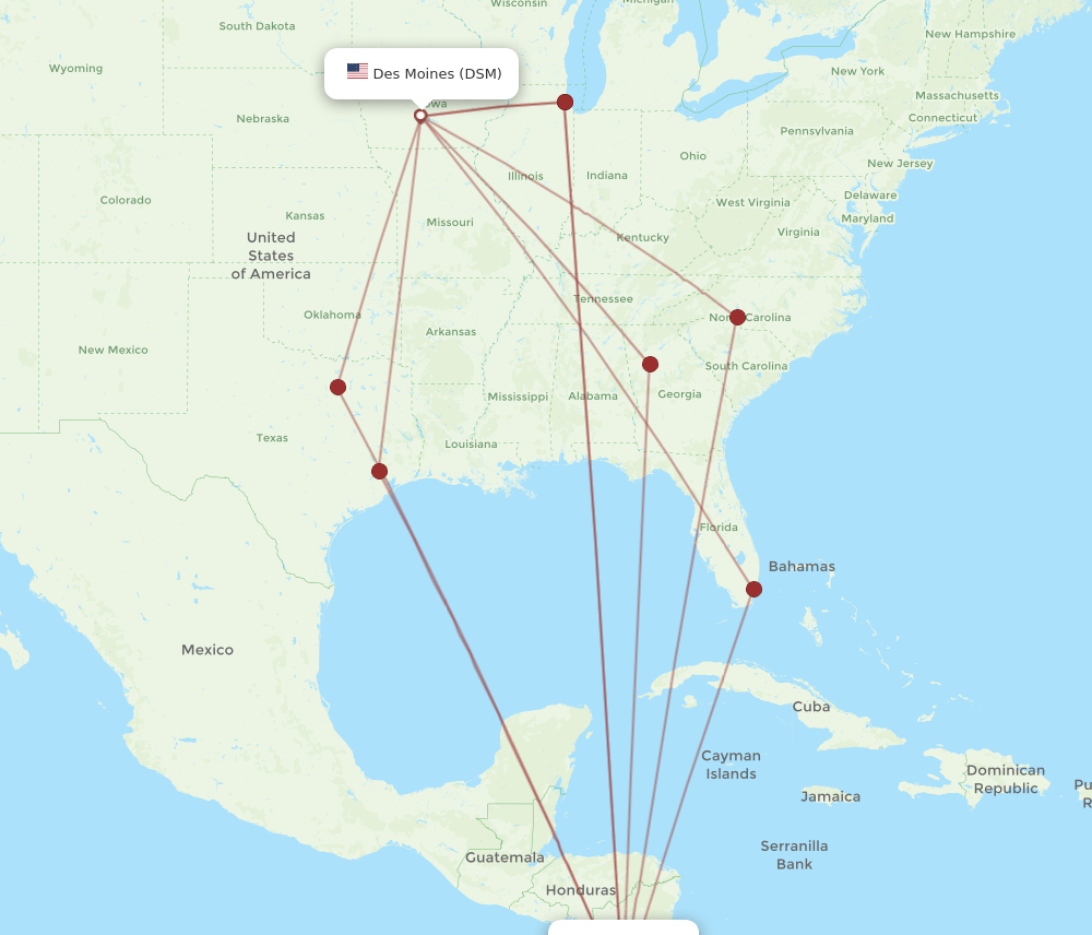LIR-DSM flight routes