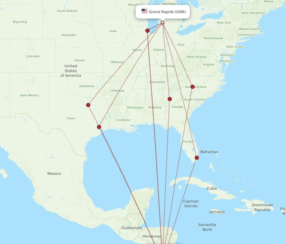 LIR-GRR flight routes