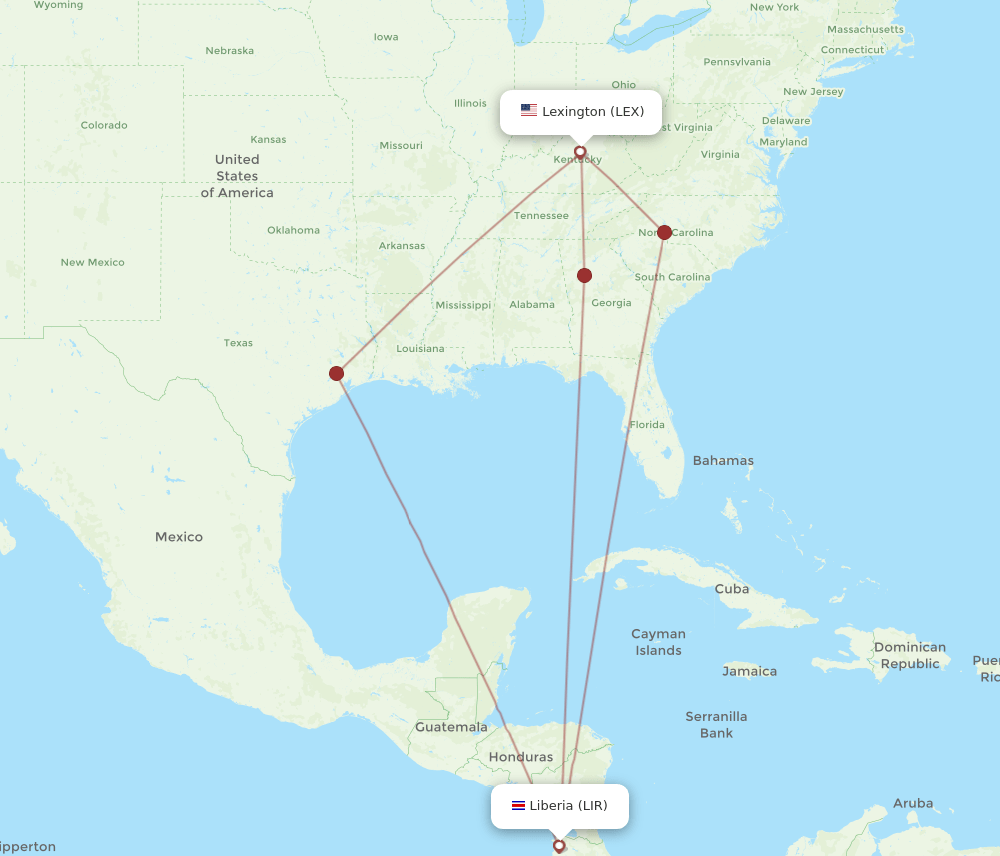 LIR-LEX flight routes