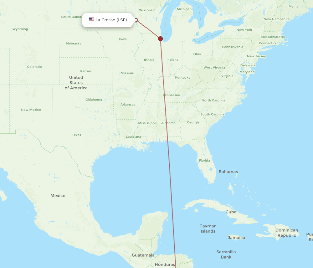 LIR to LSE flights and routes map
