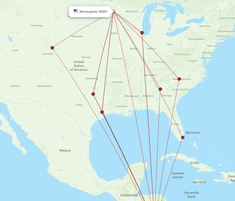 LIR-MSP flight routes