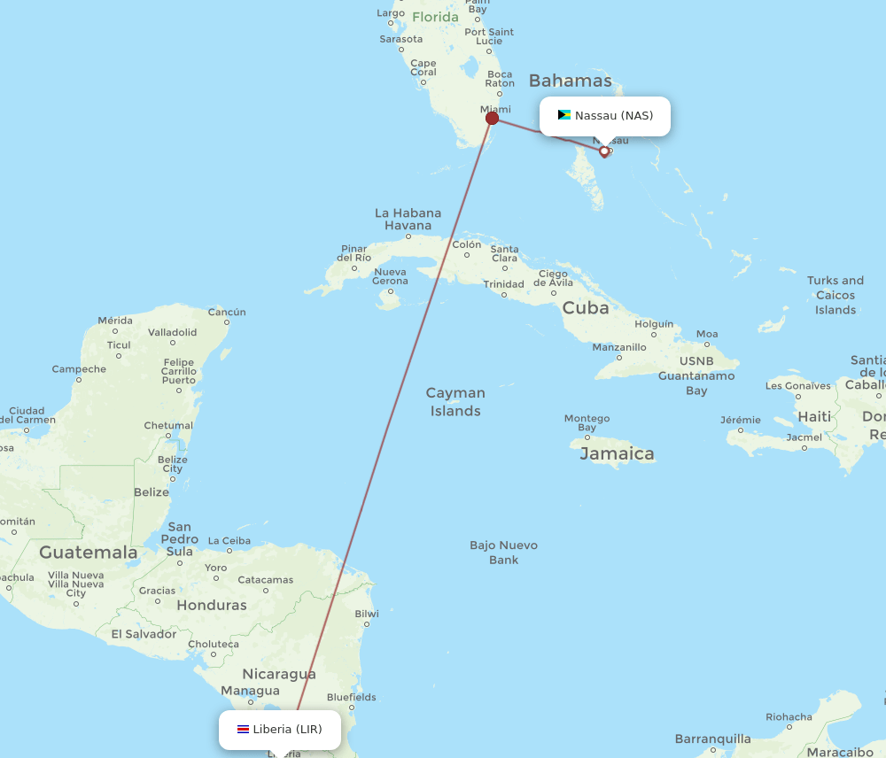 LIR-NAS flight routes