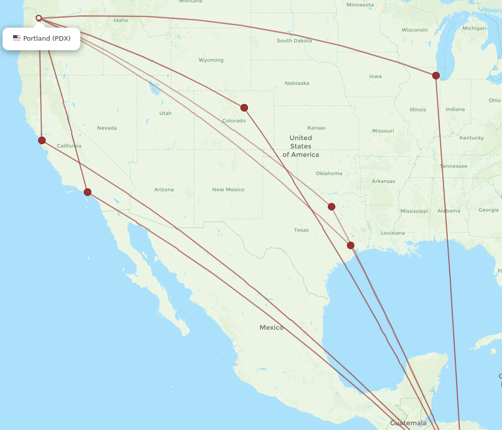 LIR-PDX flight routes