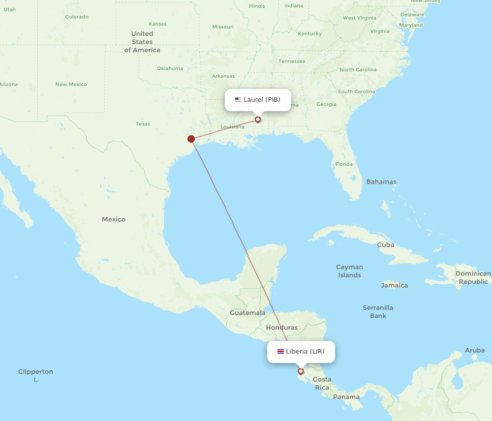 LIR-PIB flight routes