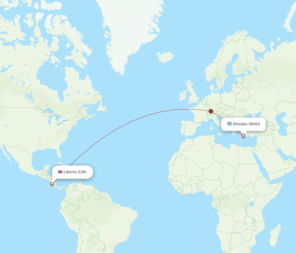 LIR-RHO flight routes