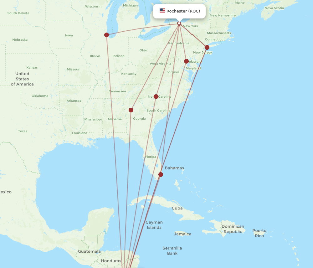 LIR-ROC flight routes