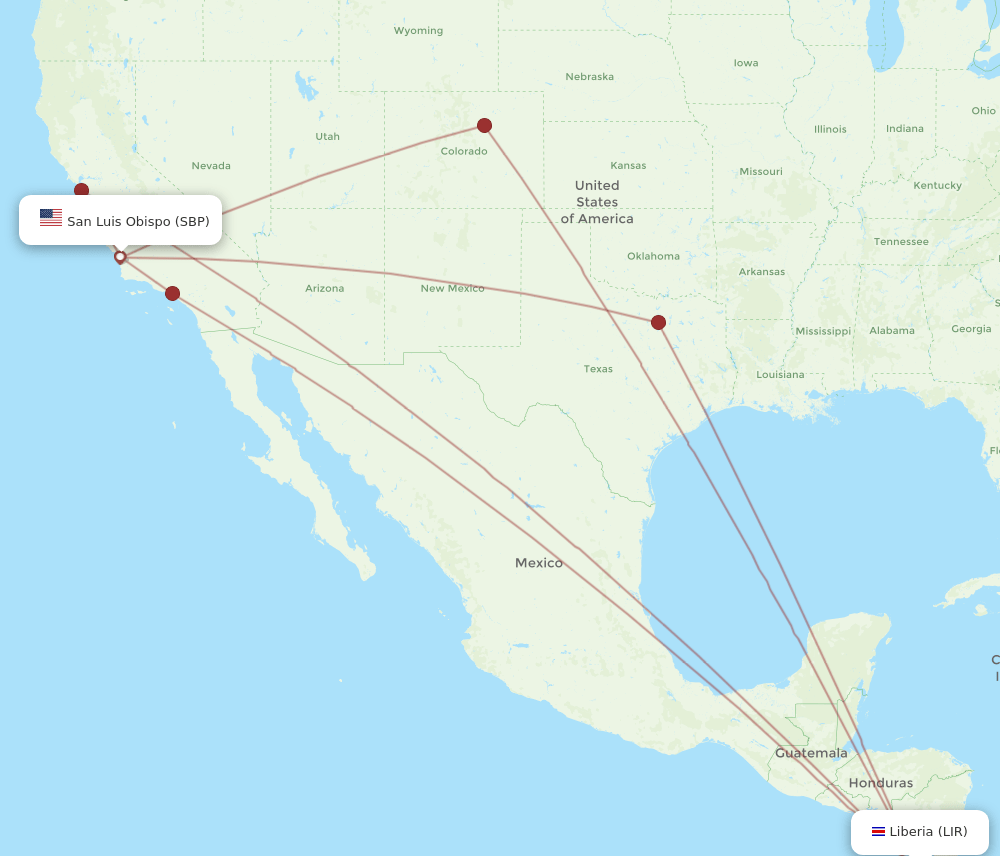 LIR-SBP flight routes