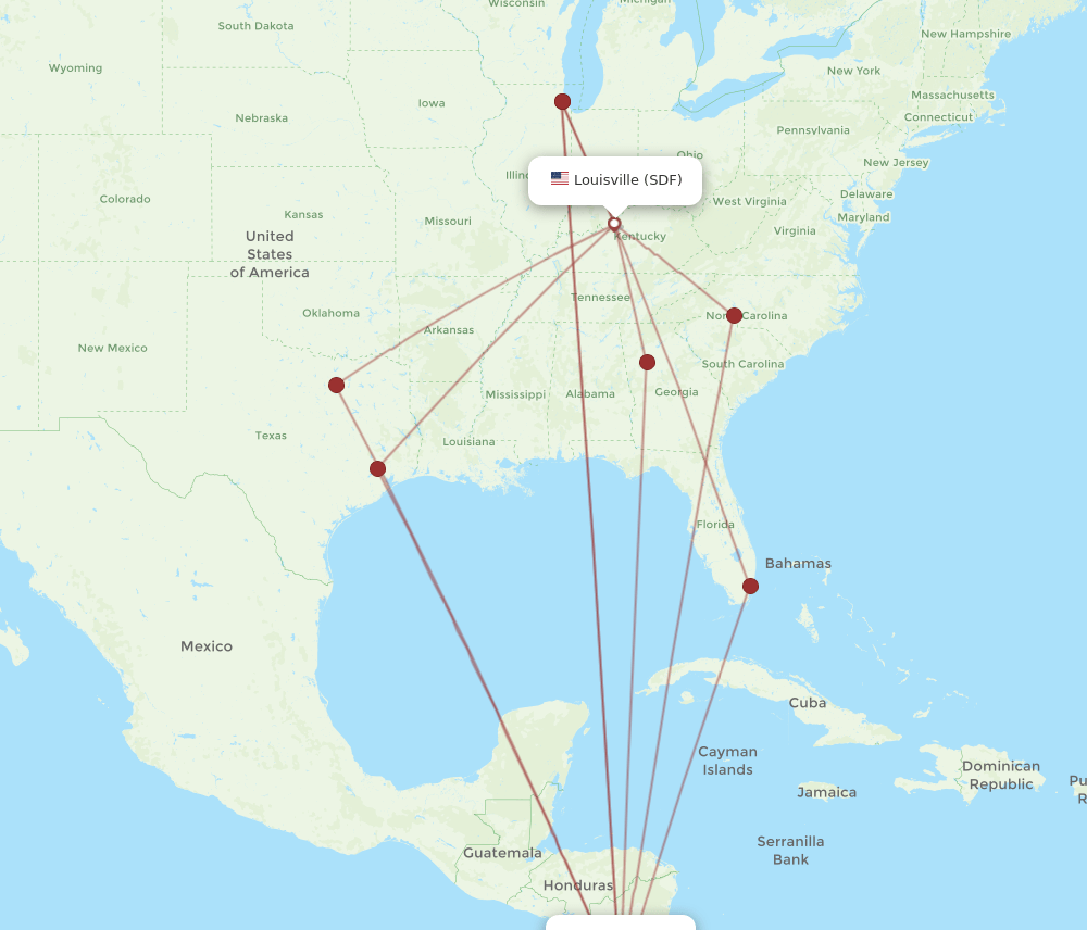LIR-SDF flight routes