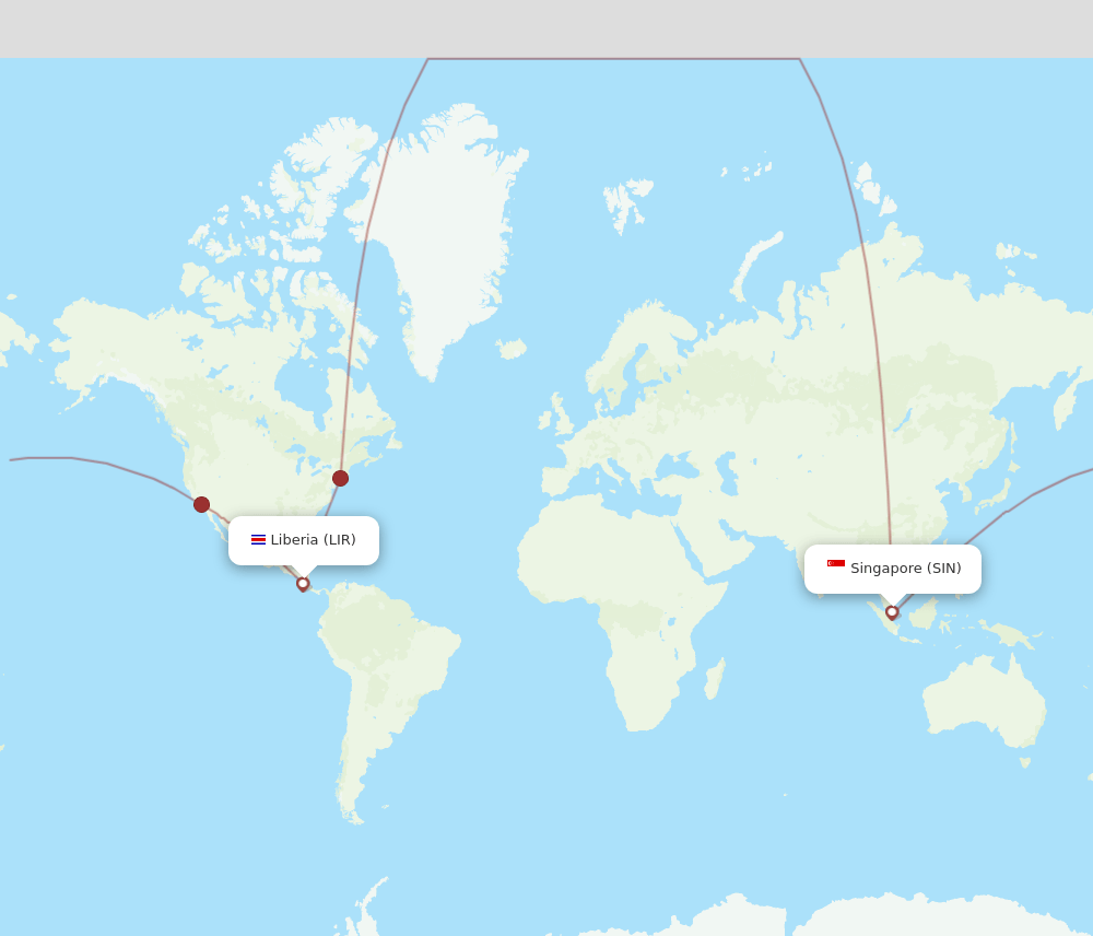 LIR-SIN flight routes
