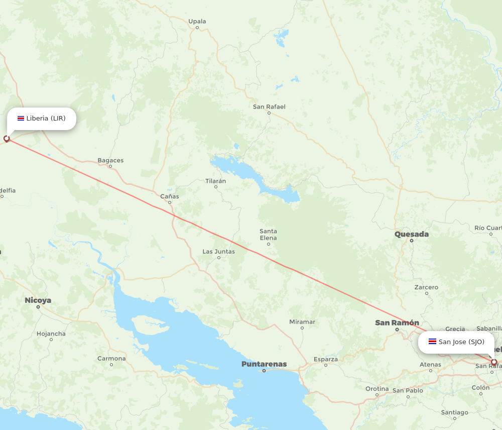 LIR-SJO flight routes