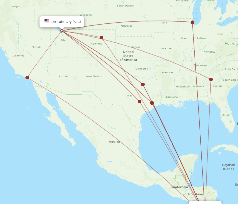 LIR to SLC flights and routes map