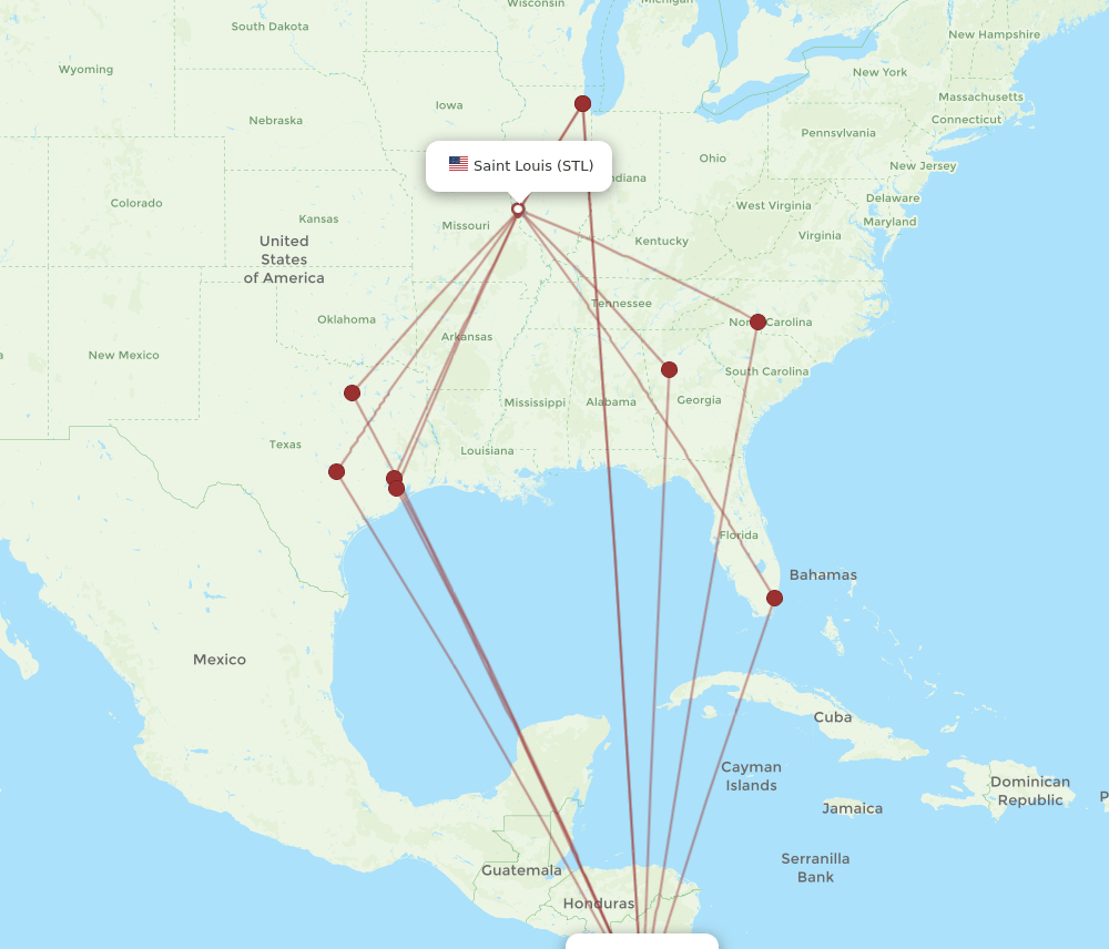 LIR-STL flight routes