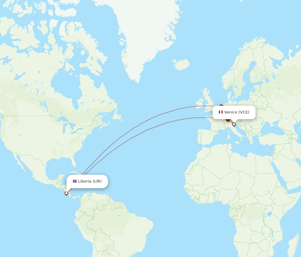 LIR-VCE flight routes