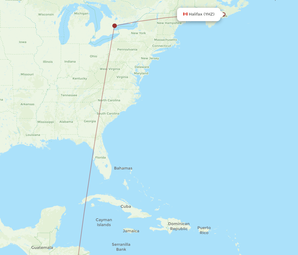LIR-YHZ flight routes