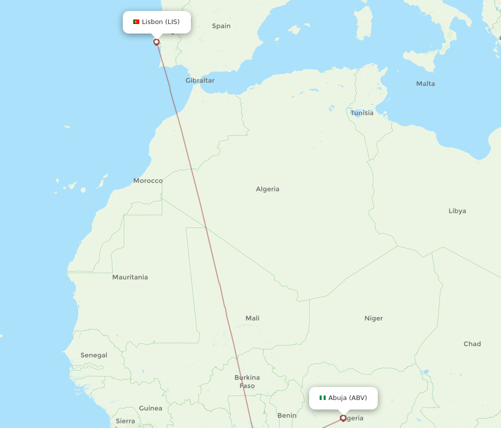LIS-ABV flight routes