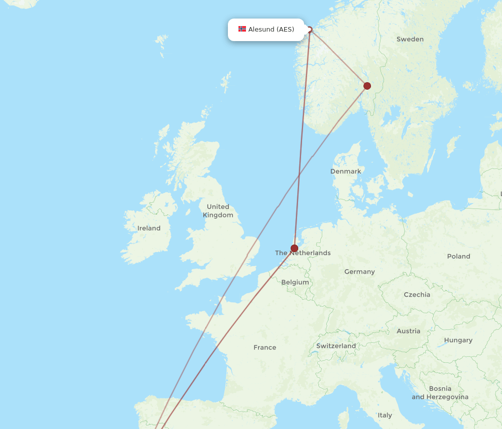 LIS-AES flight routes