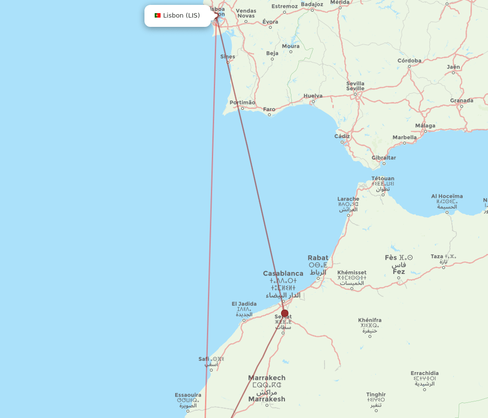 LIS-AGA flight routes