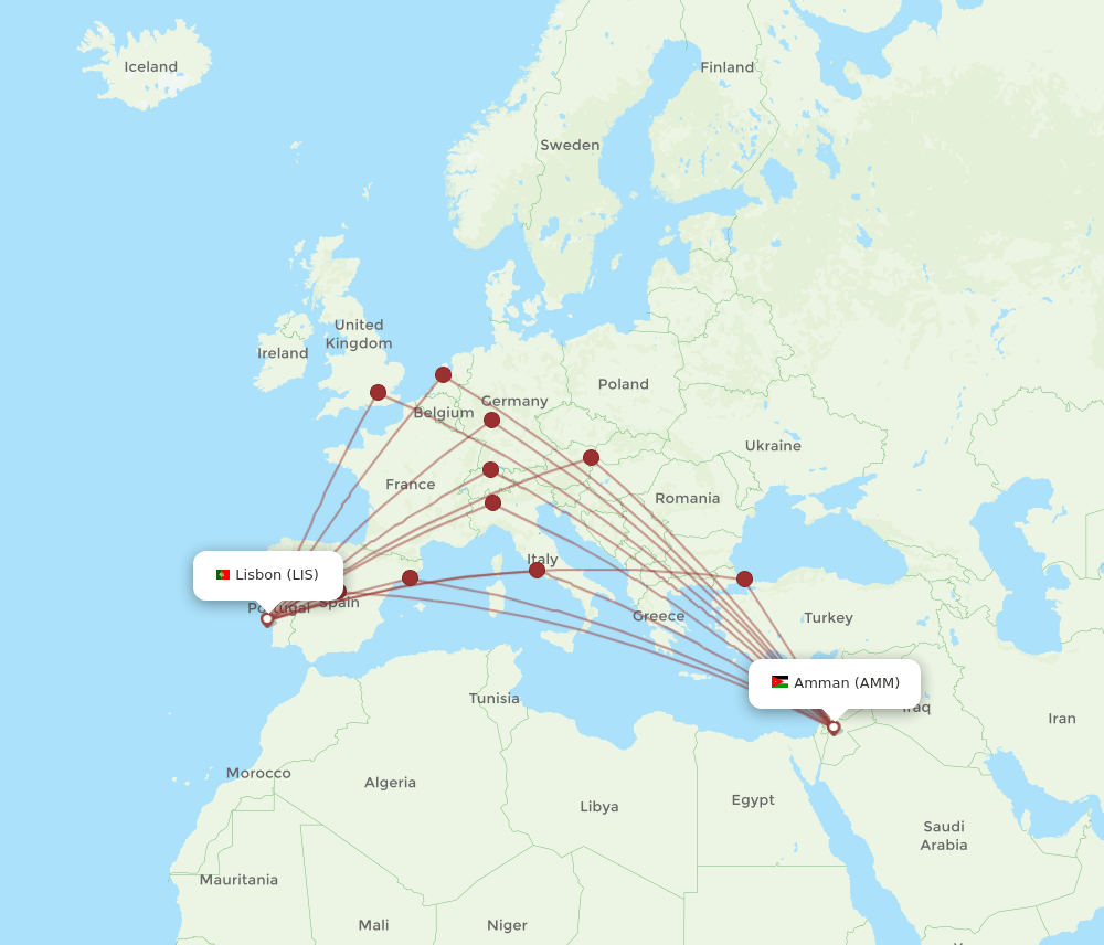 LIS-AMM flight routes