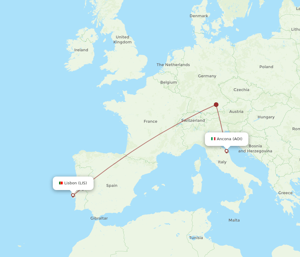 LIS-AOI flight routes