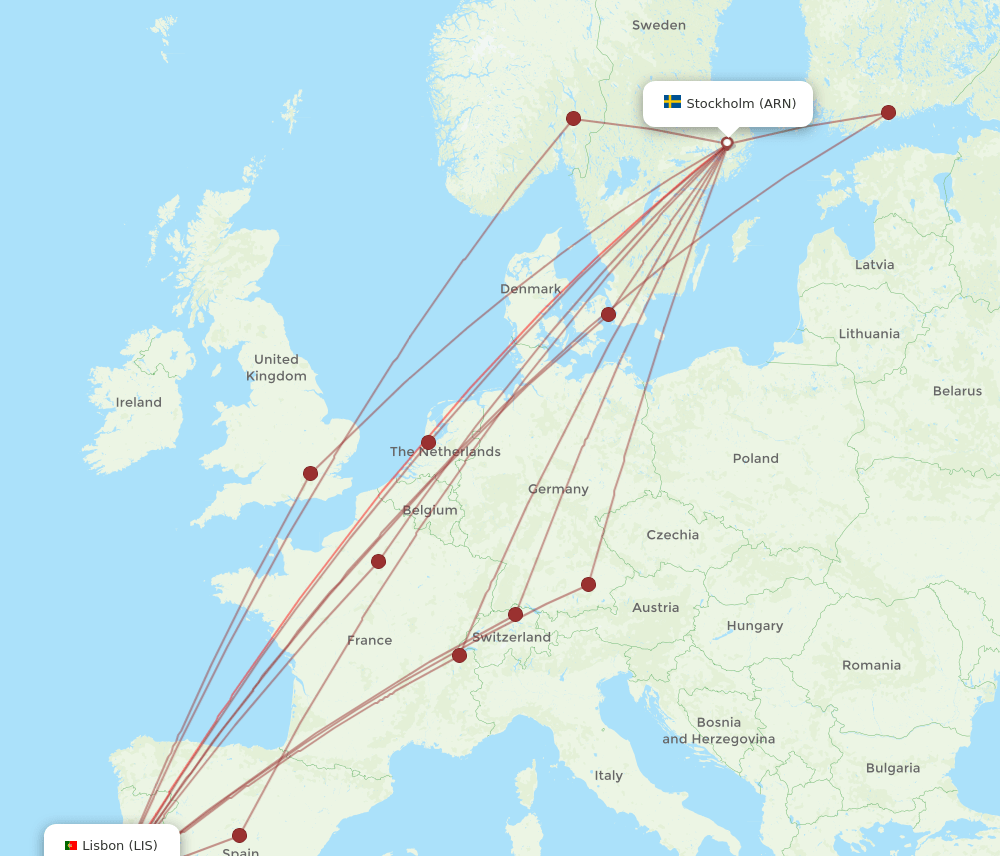 LIS-ARN flight routes