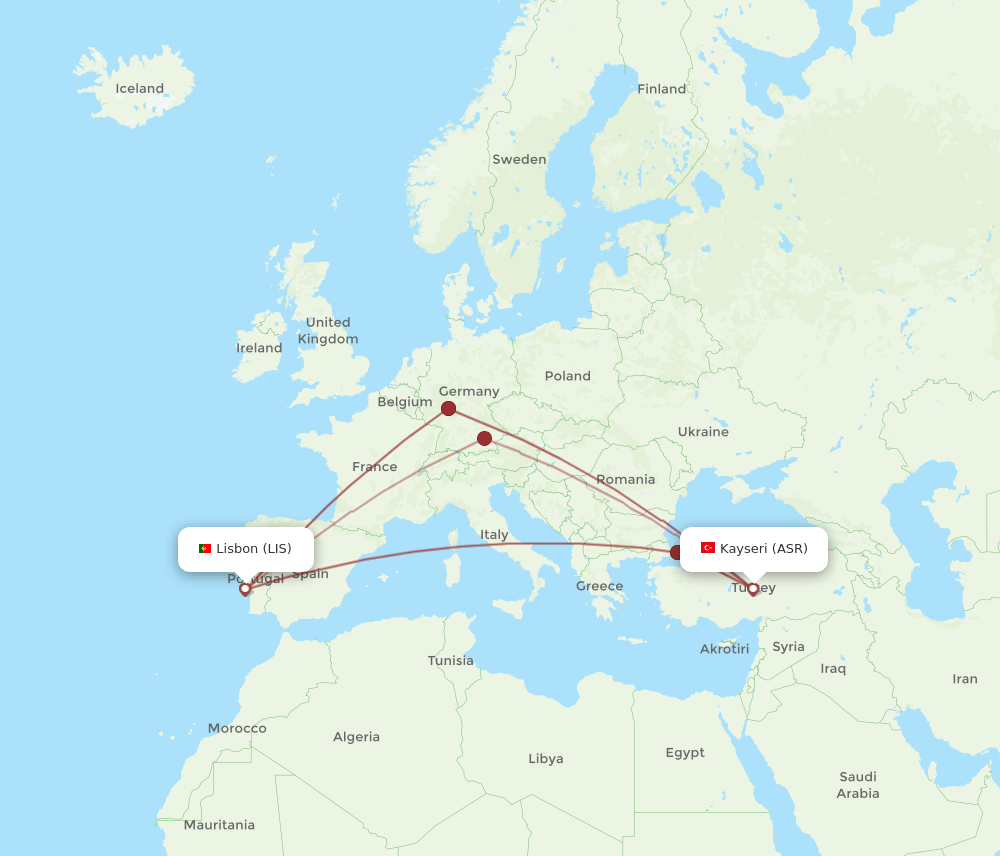 LIS-ASR flight routes