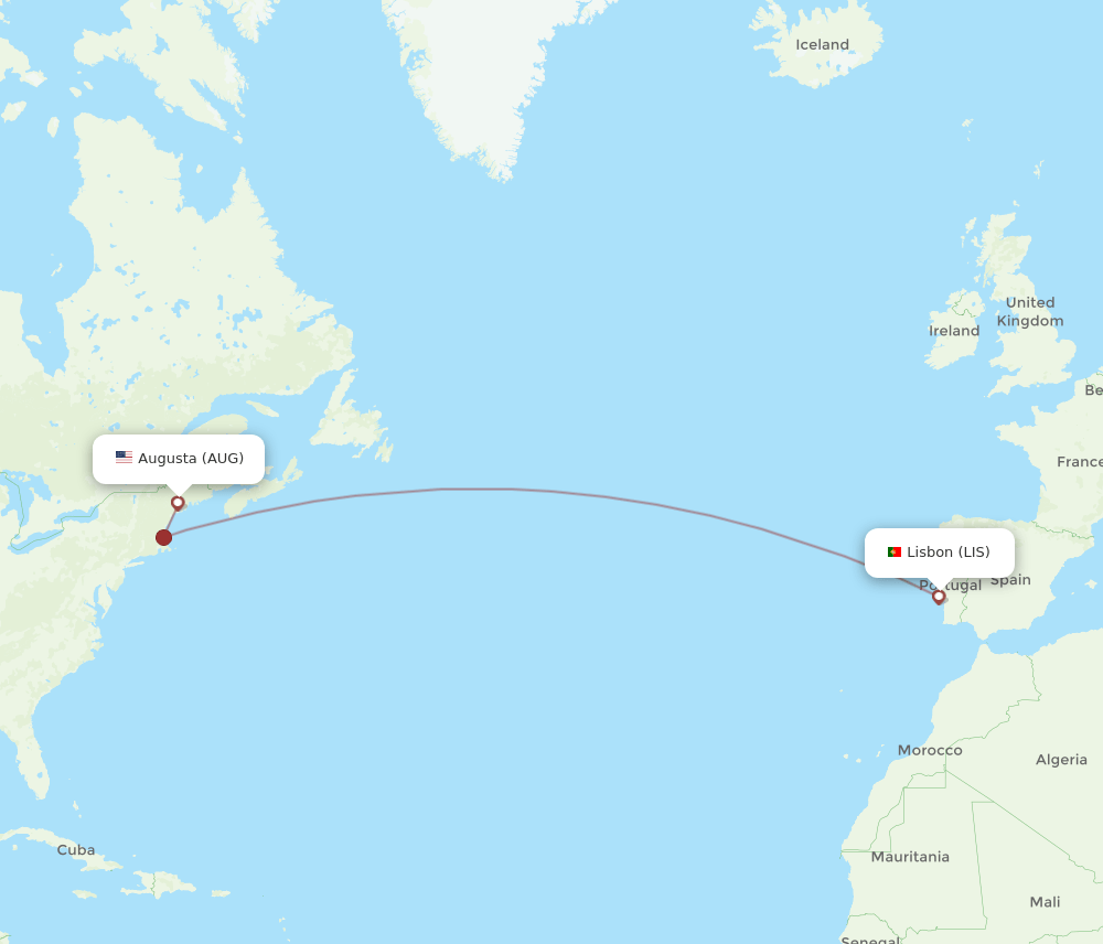 LIS-AUG flight routes