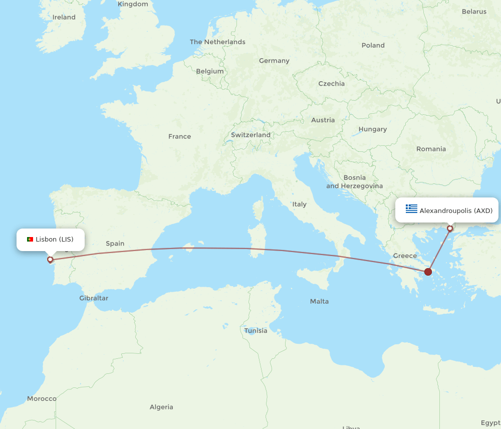 LIS-AXD flight routes