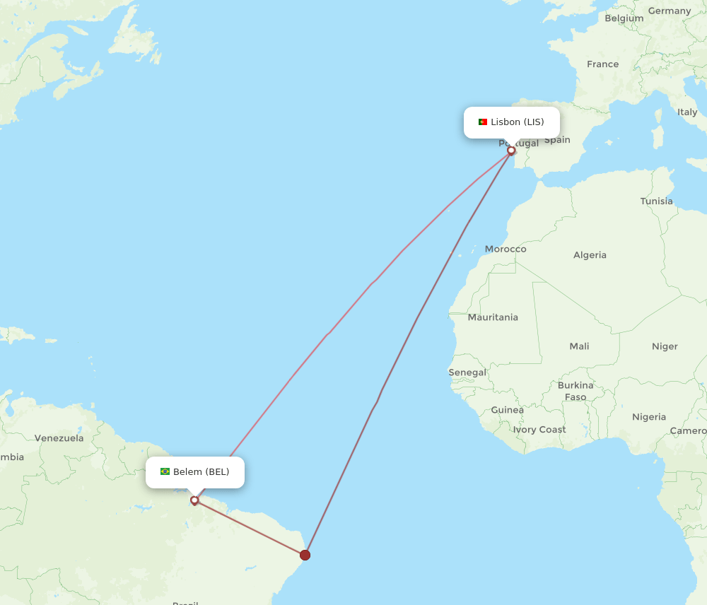 LIS-BEL flight routes