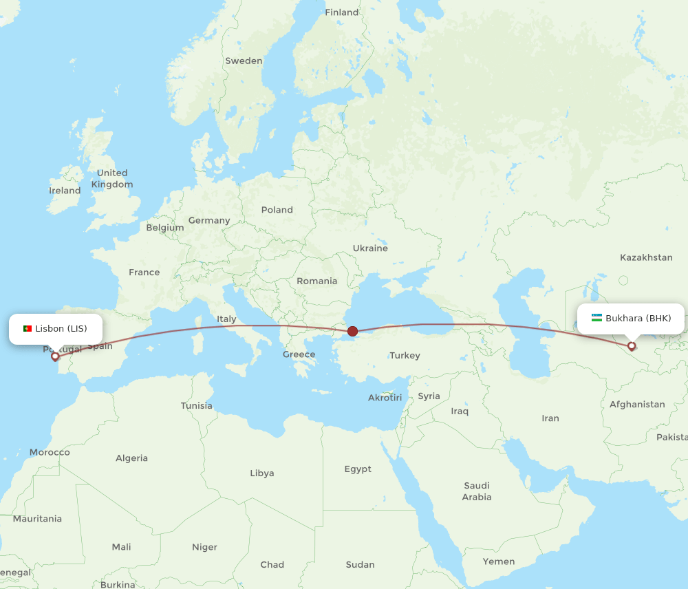 LIS-BHK flight routes