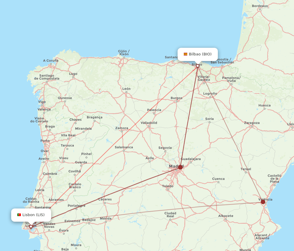 LIS-BIO flight routes