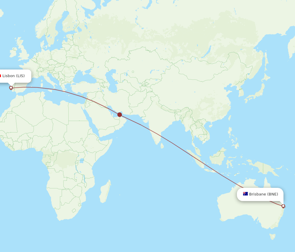 LIS-BNE flight routes