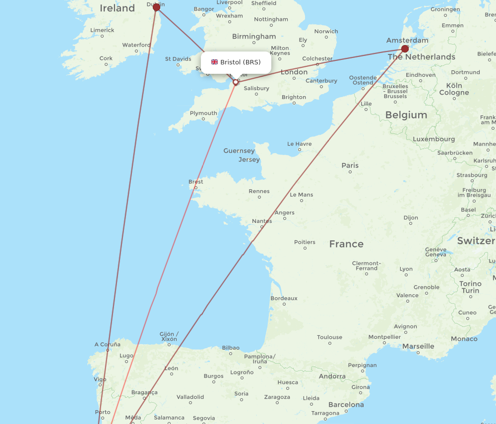 LIS to BRS flights and routes map
