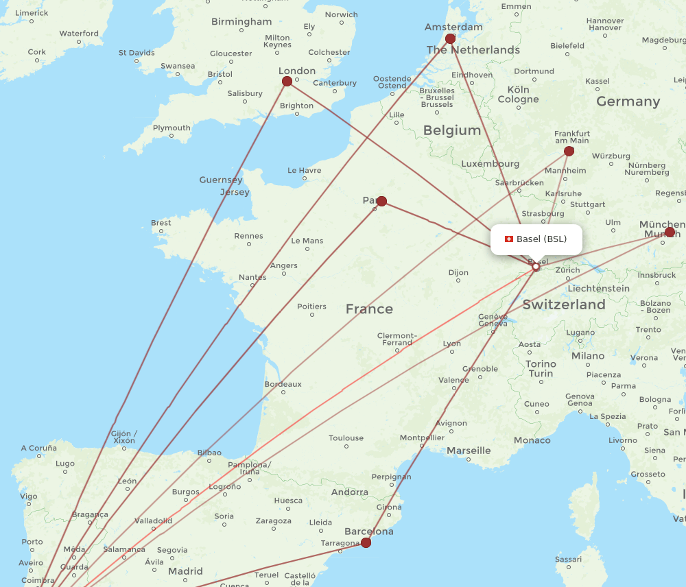 LIS-BSL flight routes