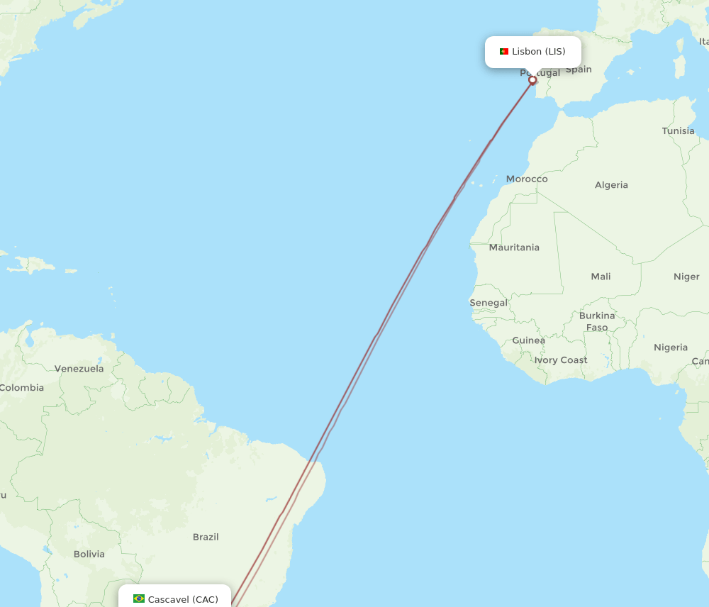 LIS-CAC flight routes