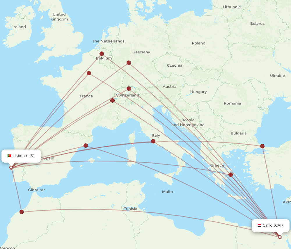 LIS-CAI flight routes