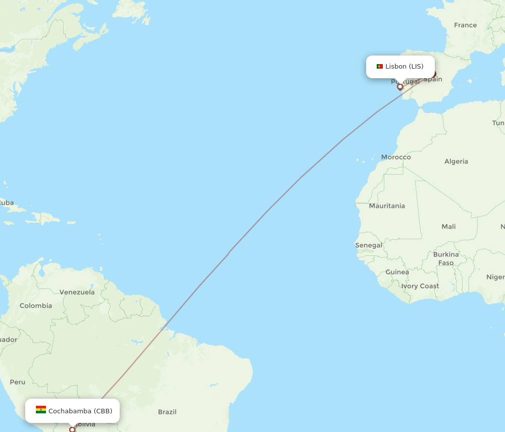 LIS-CBB flight routes