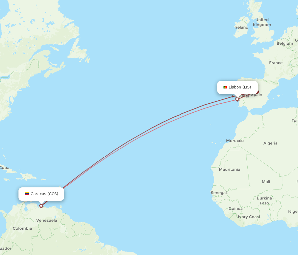 LIS-CCS flight routes