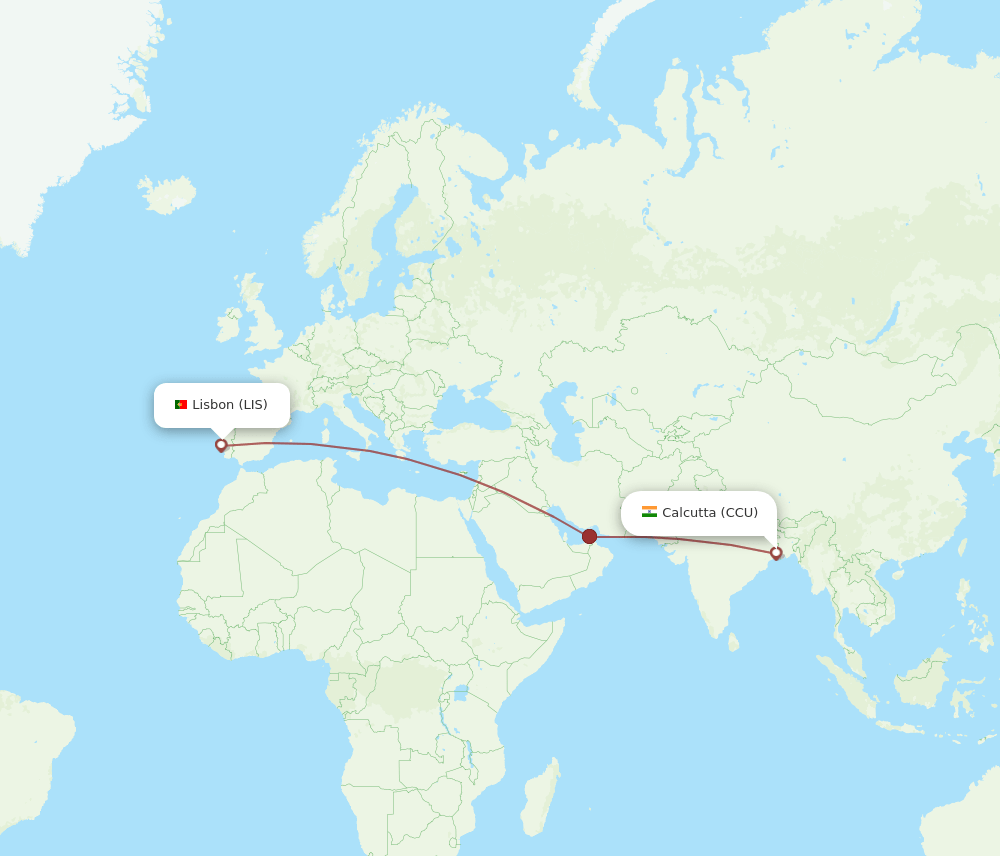 LIS-CCU flight routes