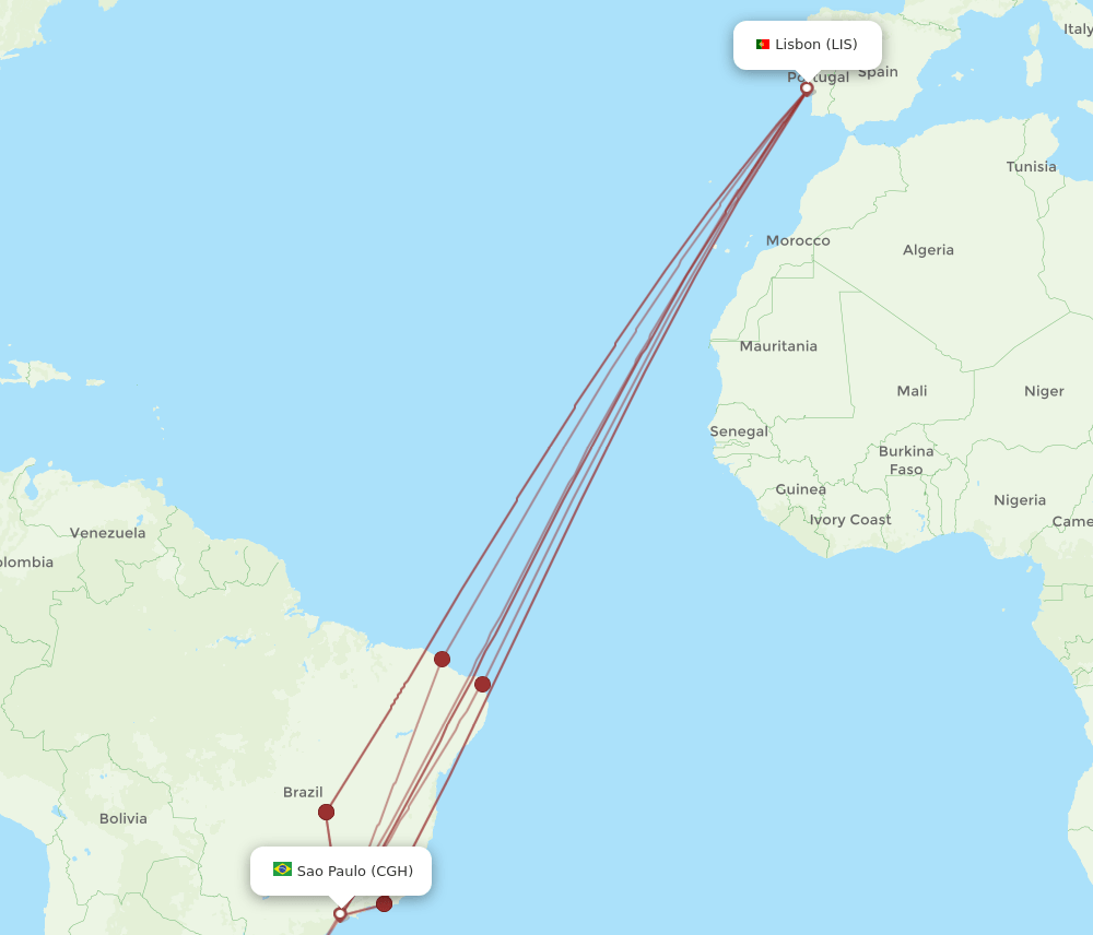 LIS to CGH flights and routes map