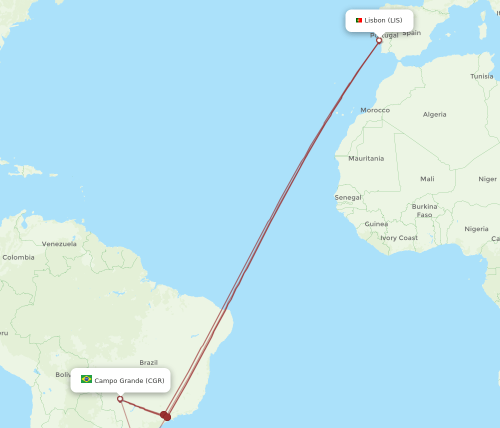 LIS-CGR flight routes