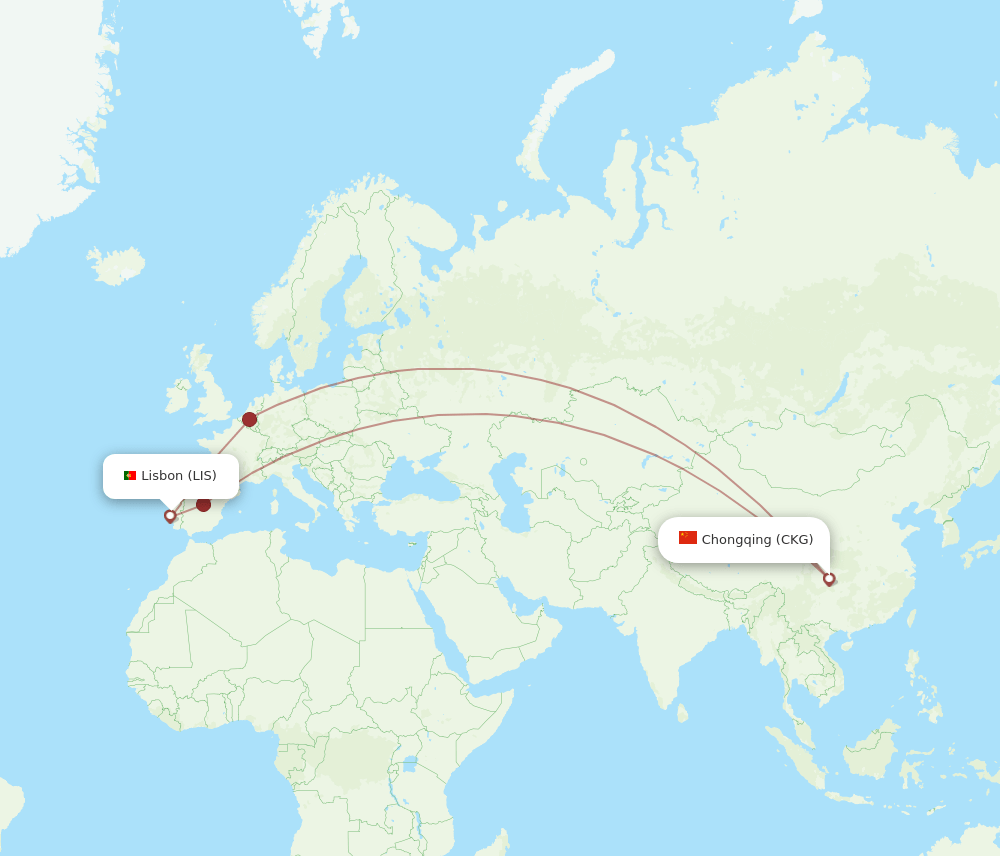 LIS-CKG flight routes
