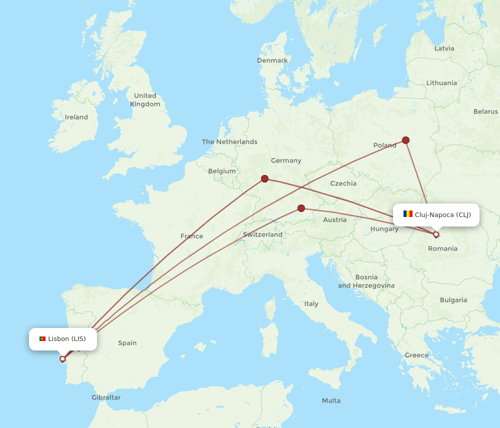 LIS-CLJ flight routes