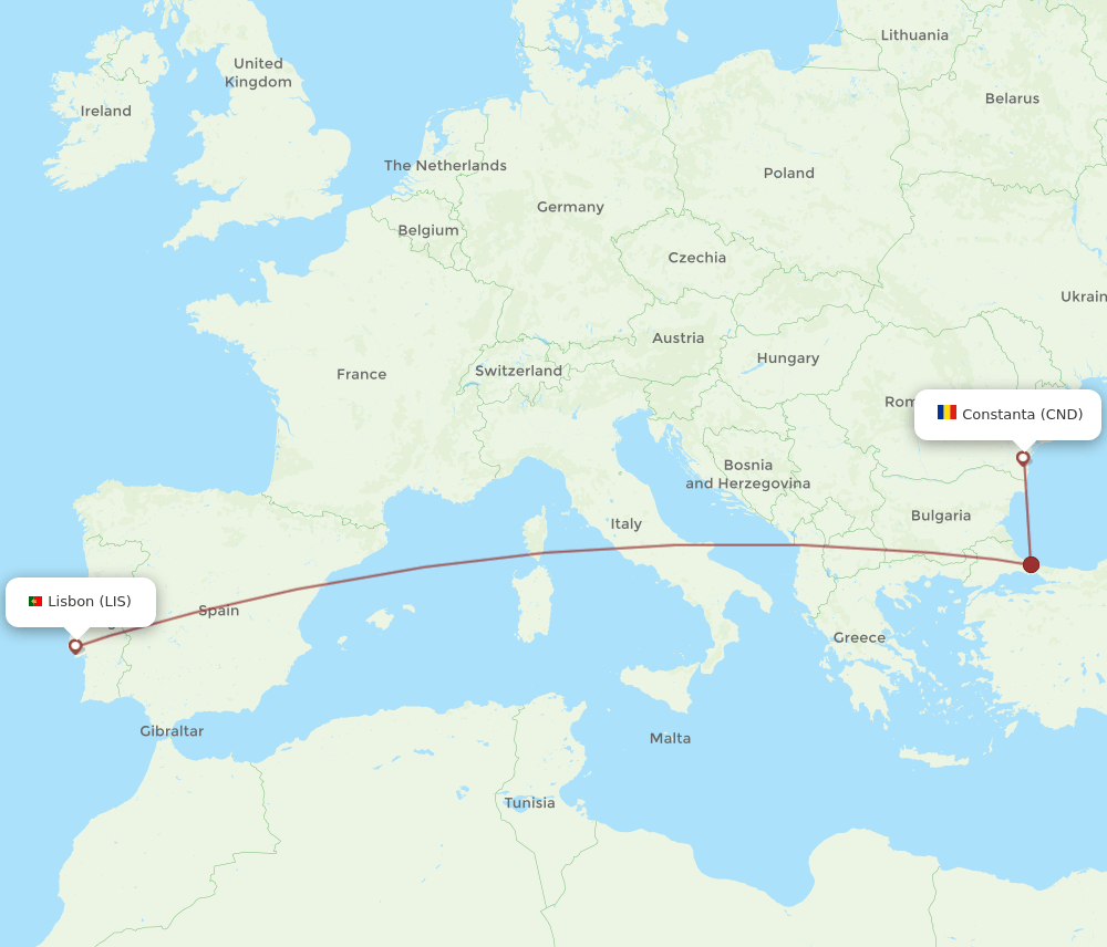 LIS to CND flights and routes map