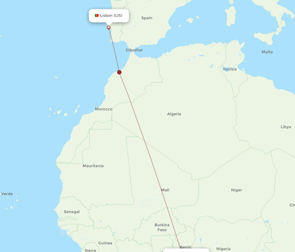 LIS-COO flight routes
