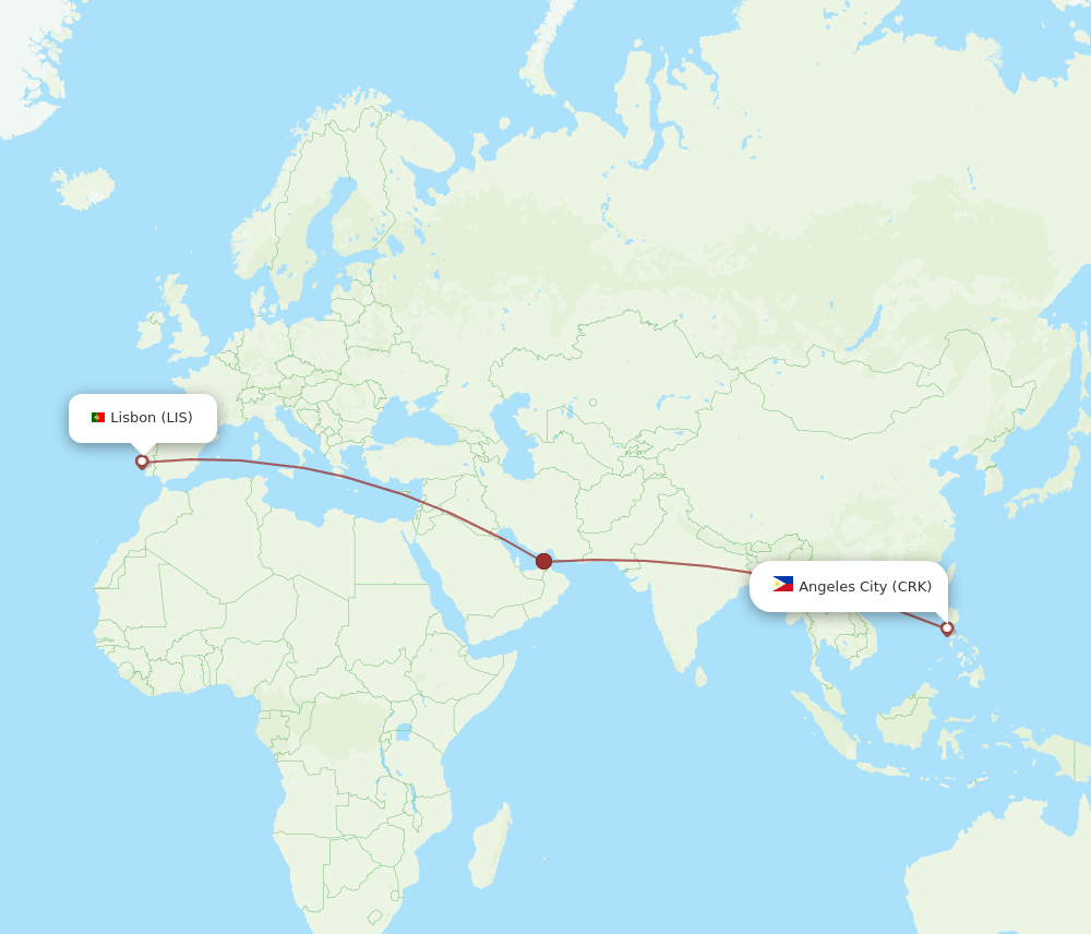 LIS-CRK flight routes