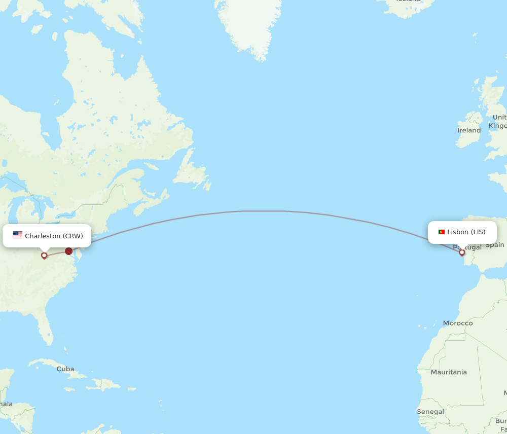 LIS-CRW flight routes